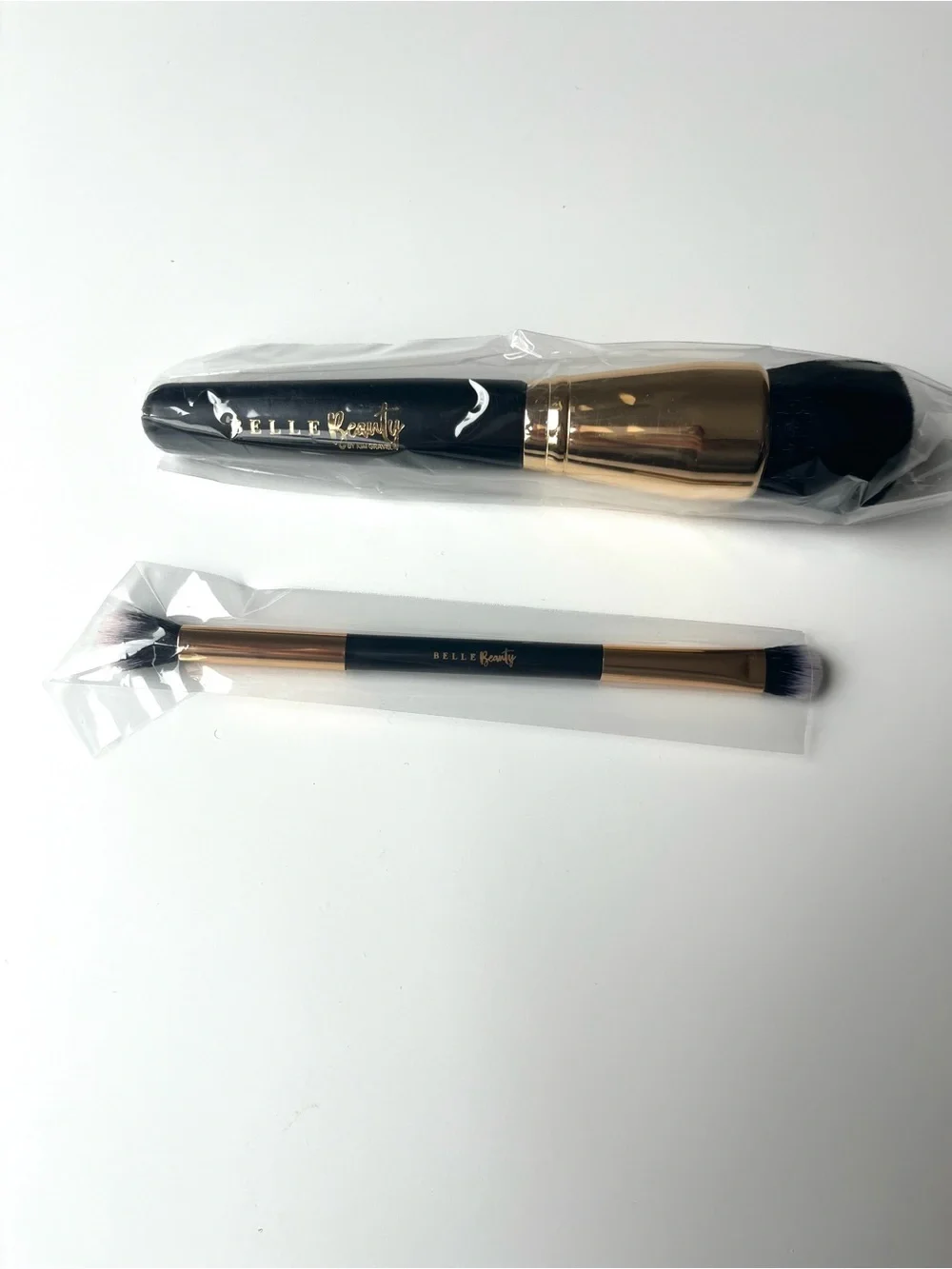 Makeup Brushes Set of 2, Powder and Double-Ended Shadow Brush, Belle Beauty